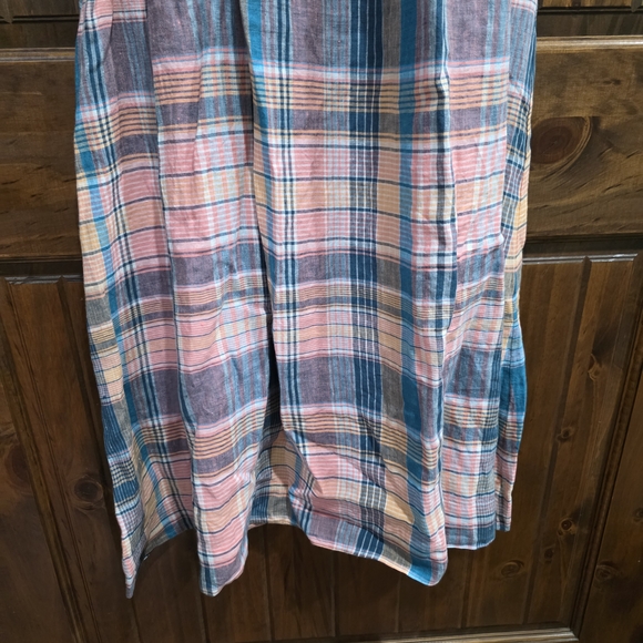 Vineyard Vines Multicolor Strappy Linen Plaid Midi Dress - Picture 13 of 13